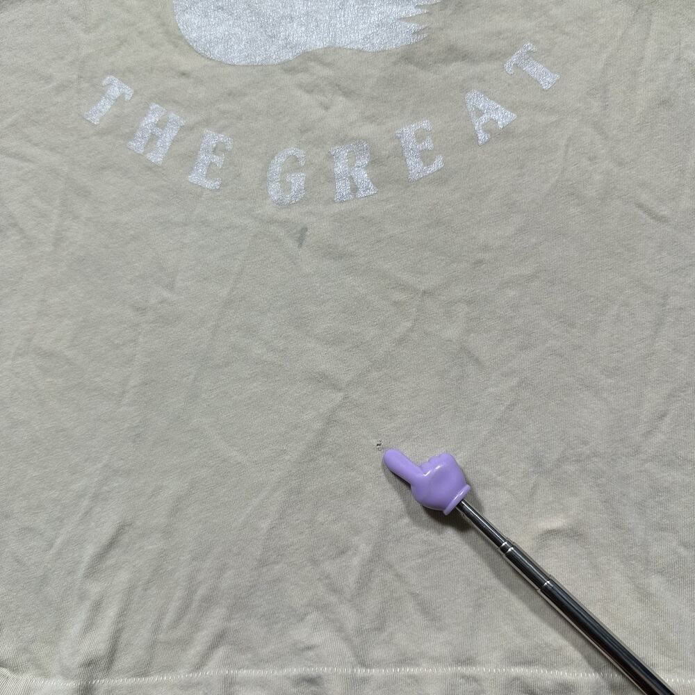 THE GREAT. Beige Cotton Tee with White Swan Graphic - Picture 4 of 13